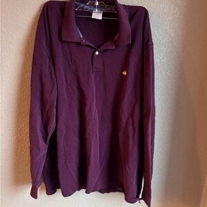 Brooks Brothers Deep maroon long sleeve performance Polo Shirt XL dadcore